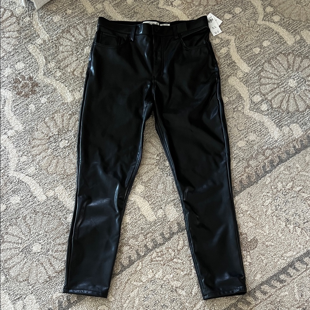 Abercrombie & Fitch Vegan Leather Pants - Black
